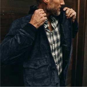 Taylor Stitch Button Down Aviator Jacket Midnight Suede 44